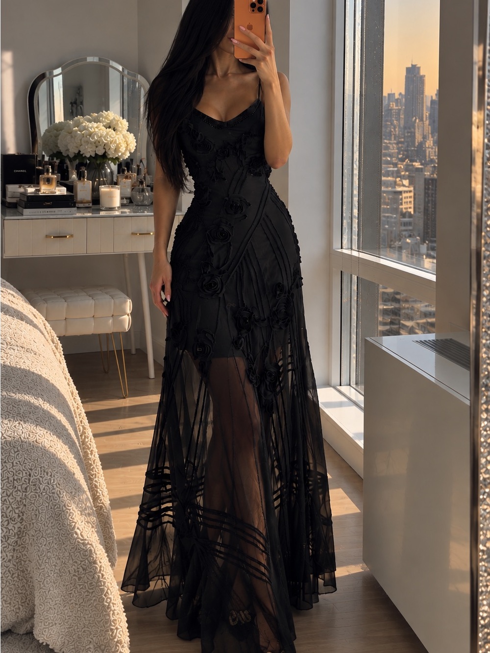 Ermanno Scervino Swarovski Crystal Hand - Embroidered Black Gown